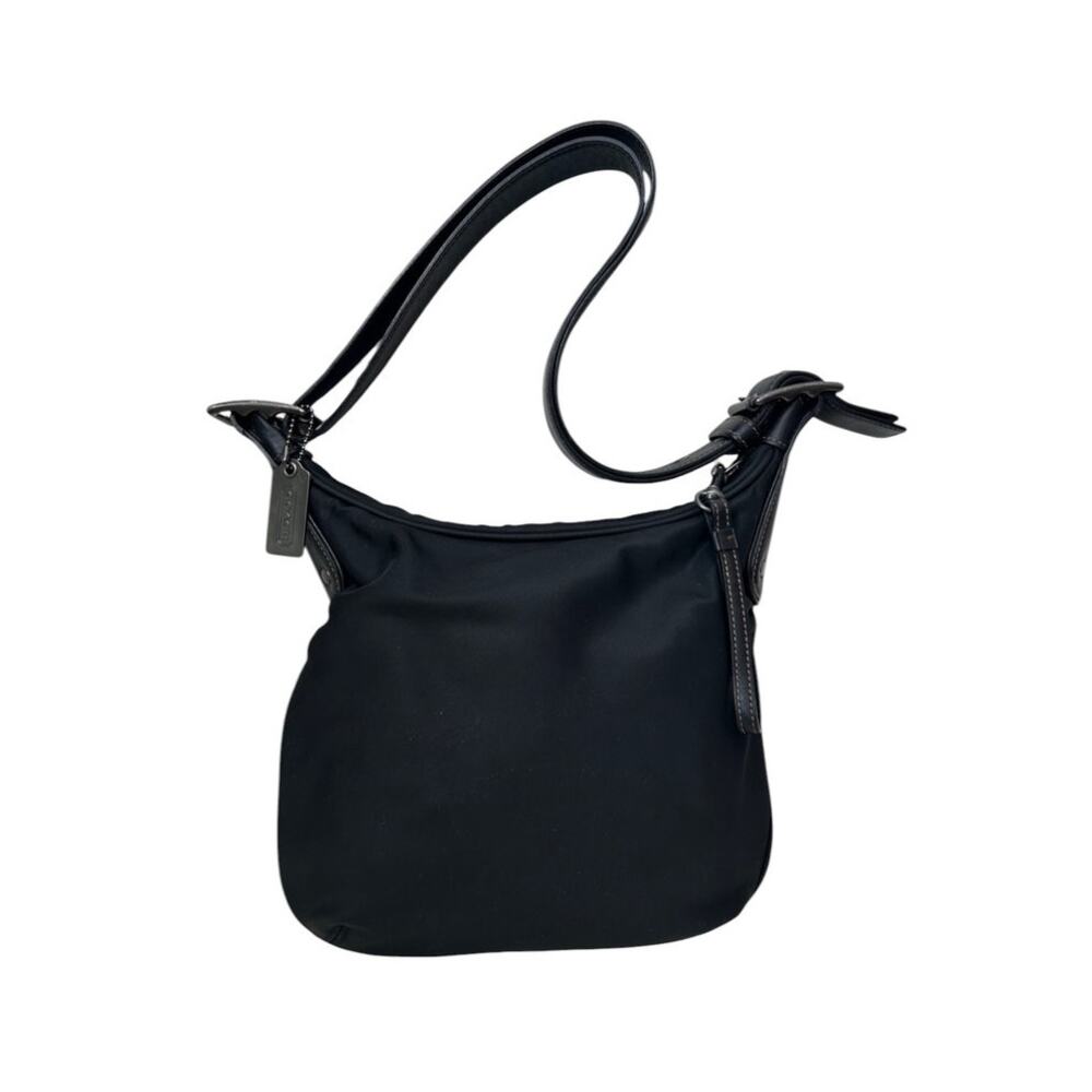Coach Vintage Y2K Black Nylon and Leather Hobo Crossbody Bag Purse #6670